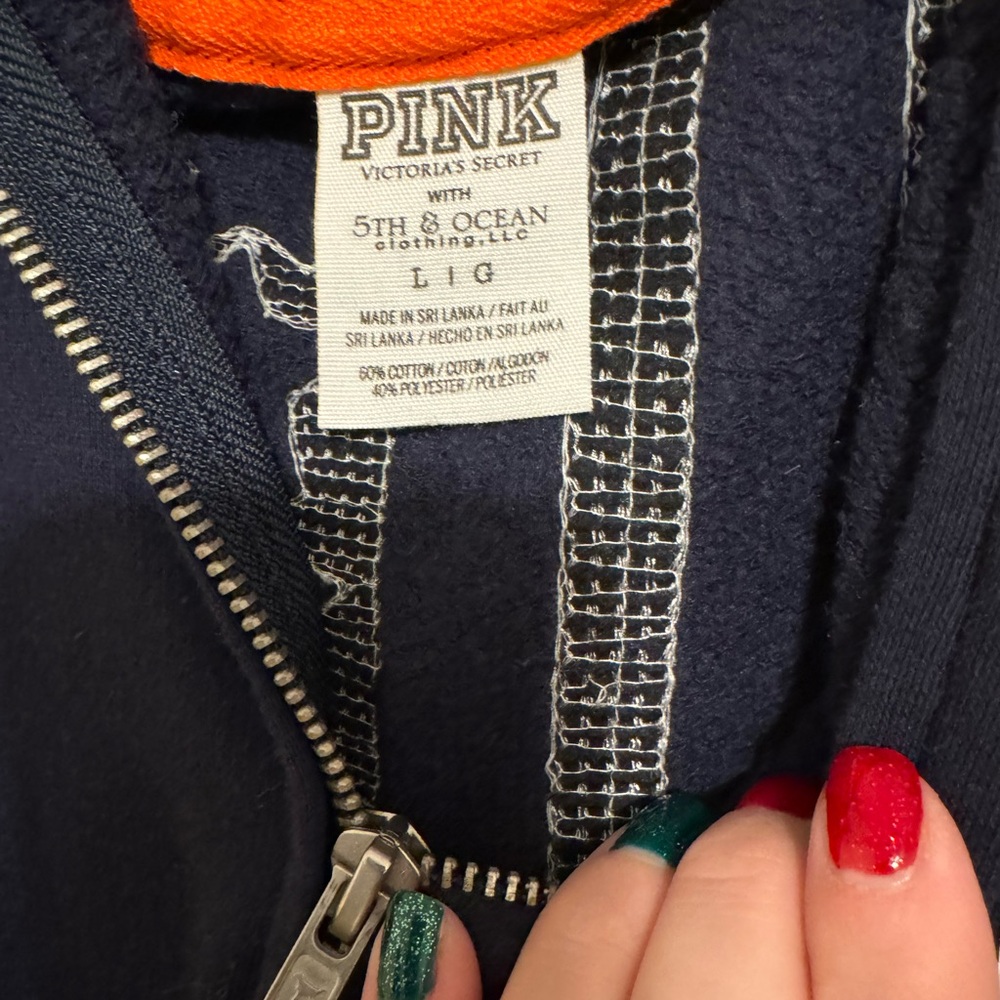 PINK Victoria's Secret Detroit Tigers Jacket in Navy and Orange - Picture 2 of 4